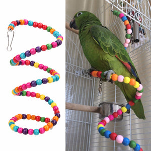 100CM Parrots Toys Bird Swing Exercise Rainbow Hamster Parrot Parakeet Toy Wooden Bird Ladder